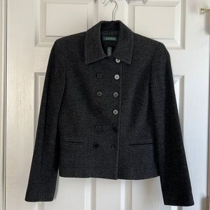 Classic Ralph Lauren Navy Tweed Blazer - size 4